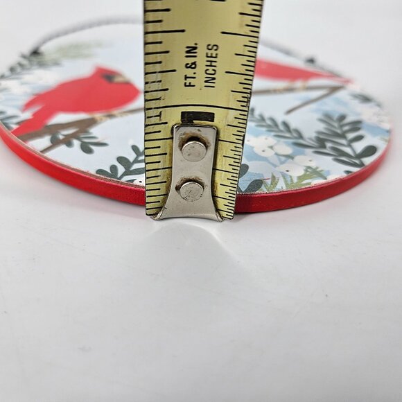 Cardinal Bird Hanger Wooden Home Decor Ornament Circle 5" Love Gift Memory - Picture 10 of 10